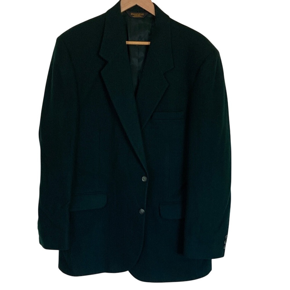 Woolrich Men's Dark Green 2 Button Wool Blazer Size 46R Classic Sport Coat